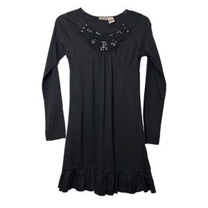 Girls Scooter Brown Long Sleeve Party Dress Bedazzled Ruffles, Black, size 14